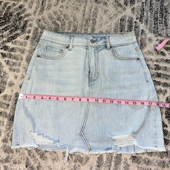 Light Blue Distressed Wild Fable Mini Skirt Women's 4 - Picture 4 of 6